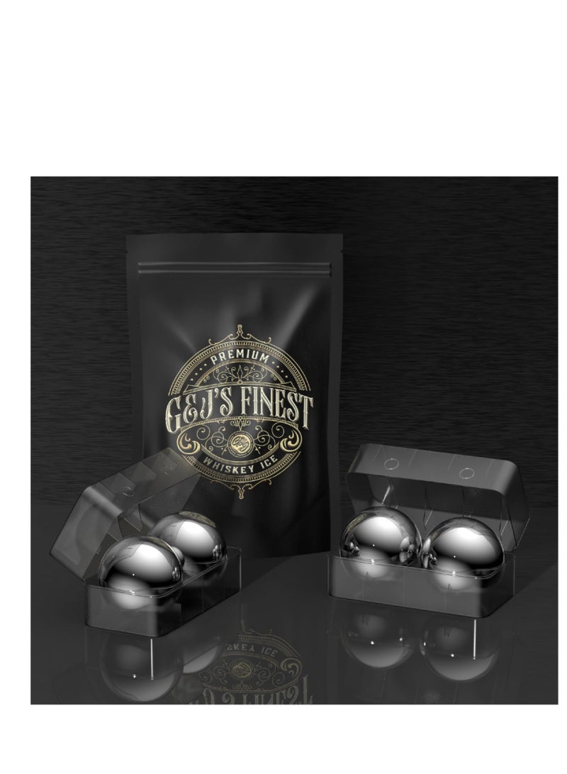 SYOSI 2 Premium XXL 55mm Stainless Steel Ice Whiskey Balls with Freezer Tray and Resealable Pouch -Whiskey Rocks Chilling Stones, Whiskey Stone Ice Cube Balls, Round Chilling Rocks - Image 2