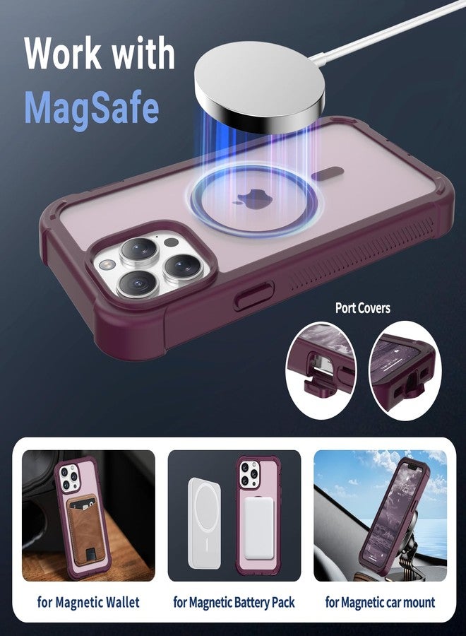jaroco for iPhone 13 Pro Max case, [Compatible with MagSafe][Military Grade Drop Protection][Heavy Duty Protection][Non-Slip][Shockproof] 2-Layer Durable Bumper Phone Case 6.7''-Wine Red - Image 4