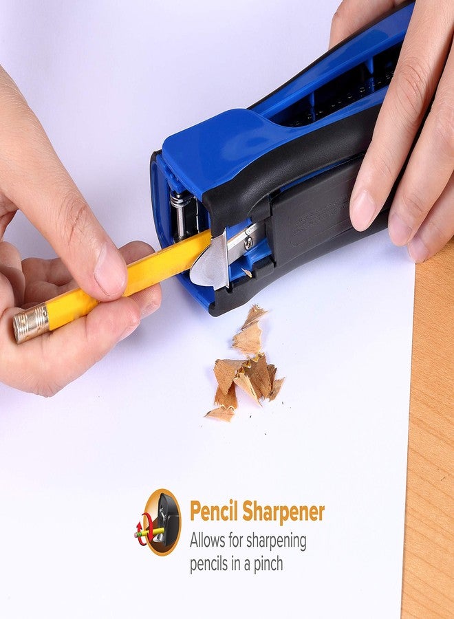 Bostitch Office Dynamo 4 in 1 Standup Stapler, Includes 420 Staples, 20 Sheet Capacity, Integrated Pencil Sharpener, Staple Remover & Staple Storage, Blue - Image 2