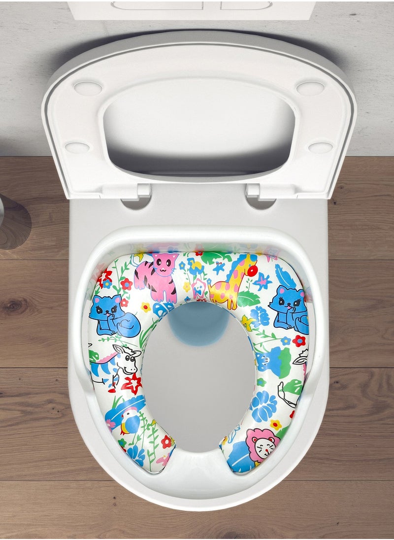 RENOVO RENOVO Portable Baby Potty Seat for Kids 1-3 Years Cushioned Potty Training Non-Slip Potty Sitting Ring with Handles Fits Round & Oval Western Toilet  - Image 2