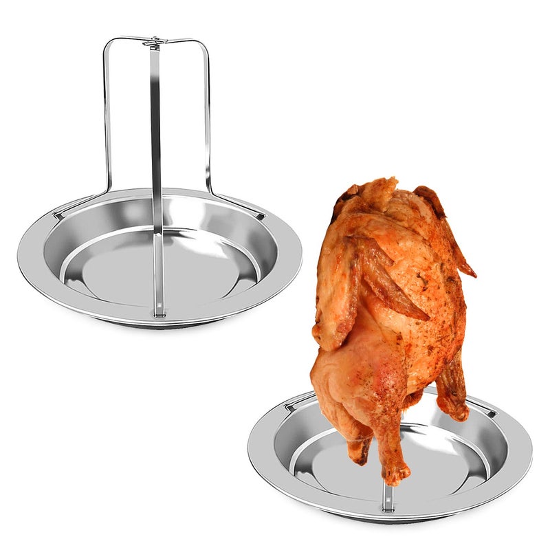 Chicken Roaster Rack2 Pack Stainless Steel Beer Can Chicken Holder Vertical Roaster Rack Chicken Roasting Rack Roasting Pan for Grill Oven BBQ