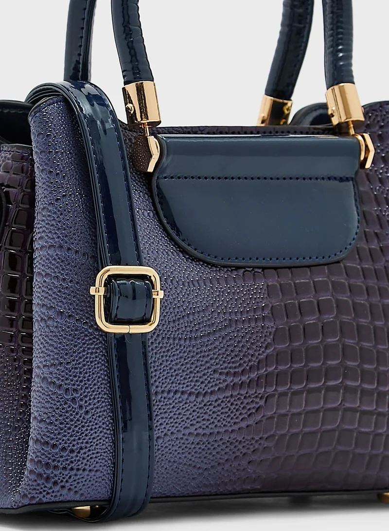 ELLA Textured Croc Effect Satchel Bag