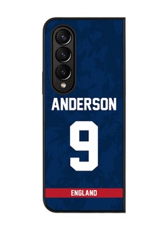 Rugged Black Edge Case for Samsung Galaxy Z Fold4, Slim fit Soft Case Flexible thin Cover - Player Name - James Anderson, Jersey Number- 9