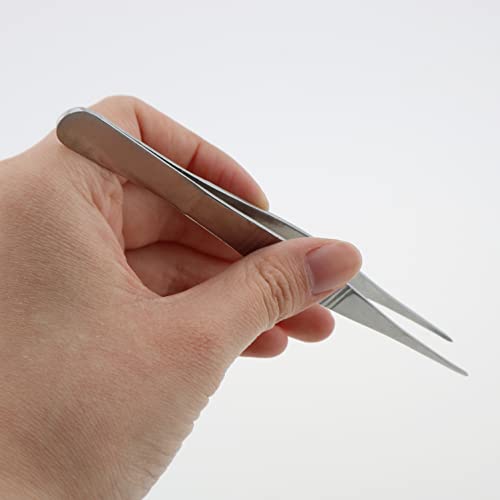 Maxmoral 2pcs Stainless Steel Lab Tweezers High Precision Forceps 5.5" Fine Strong Straight/Curved Point Tweezers - Image 4