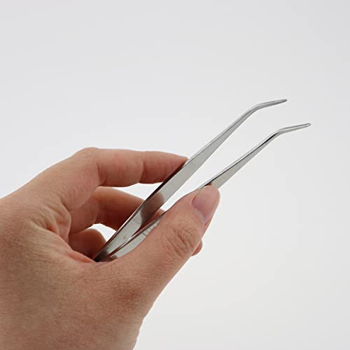 Maxmoral 2pcs Stainless Steel Lab Tweezers High Precision Forceps 5.5" Fine Strong Straight/Curved Point Tweezers - Image 5