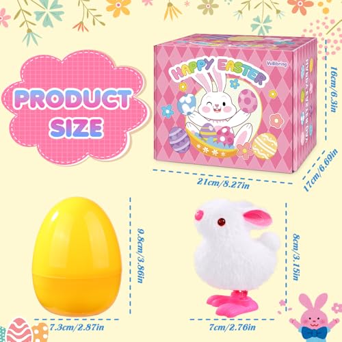 Vellibring 12 Pcs Easter Eggs with Jumping Bunny Wind Up Toys 4 Colors Hopping Windup Toy for Kids Boys Girls Easter Egg Hunt Basket Party Favors Goody Bag Fillers Presents - Image 5