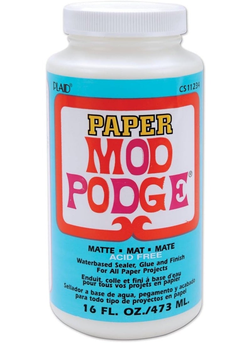 Mod Podge Waterbase Sealer, Glue and Finish for Paper (16-Ounce), Matte Finish - Image 1