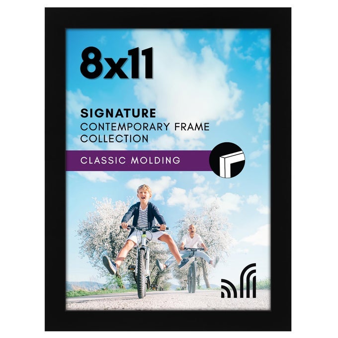 8x11 Picture Frame with ShatterResistant Glass Signature Collection GalleryStyle Frames Made of Engineered Wood Photo Frame for Tabletop and Wall Display Black