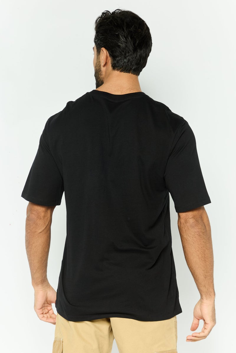 Jack Jones Men Crew Neck Short Sleeves Graphic Printed T-Shirt, Black  - Image 2