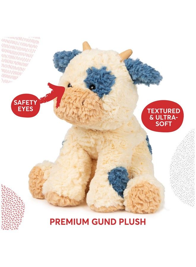 GUND مجموعة كوزي حيوان محشي بقرة للأطفال من عمر 1 سنة وما فوق كريمي/أزرق 10 إنش - Image 4
