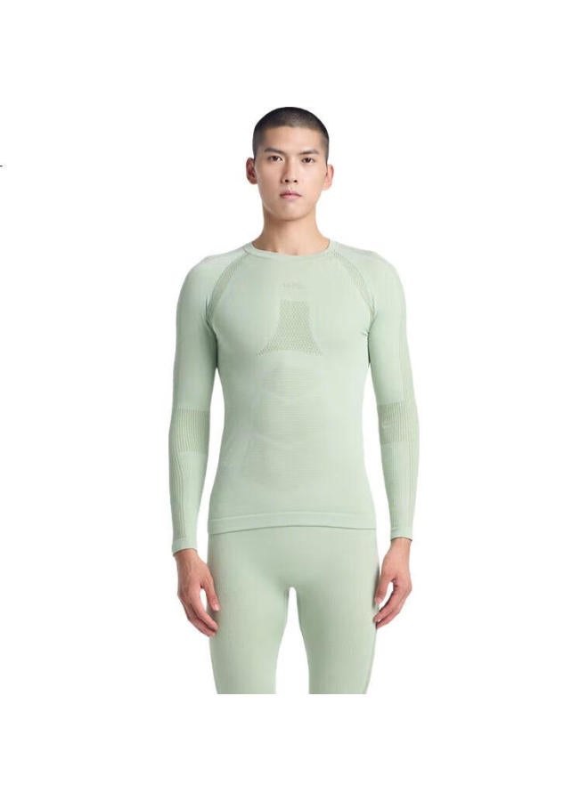 UTO Men'S Merino Wool Quick Dry Outdoor Skiing Thermal Compression Base Layer Gray Bean Green Xl - Image 2