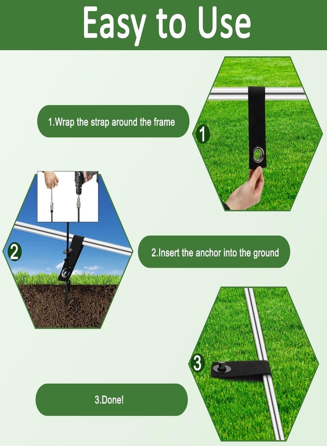 HEYTIMI Set of 8 Trampoline Anchors High Wind Heavy Duty 12" Trampoline Stakes Kit with 8 Straps Ground Anchors Screw in for Trampolines Canopies Tent Securing Animals Outdoor Ground Anchor Stakes (Black) - Image 4