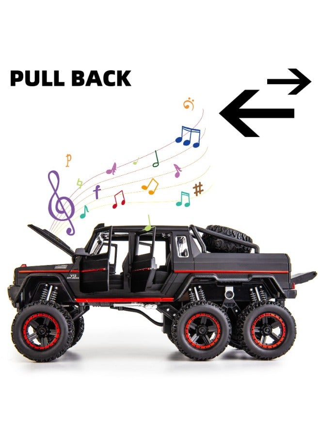 DEXO 1:22 محاكاة لسيارة بنز G63 AMG 6x6 بيك أب نموذجية – لعبة سحب مصنوعة من سبائك الزنك مع صوت وضوء | هدية للأطفال وجامعي التحف - Image 3