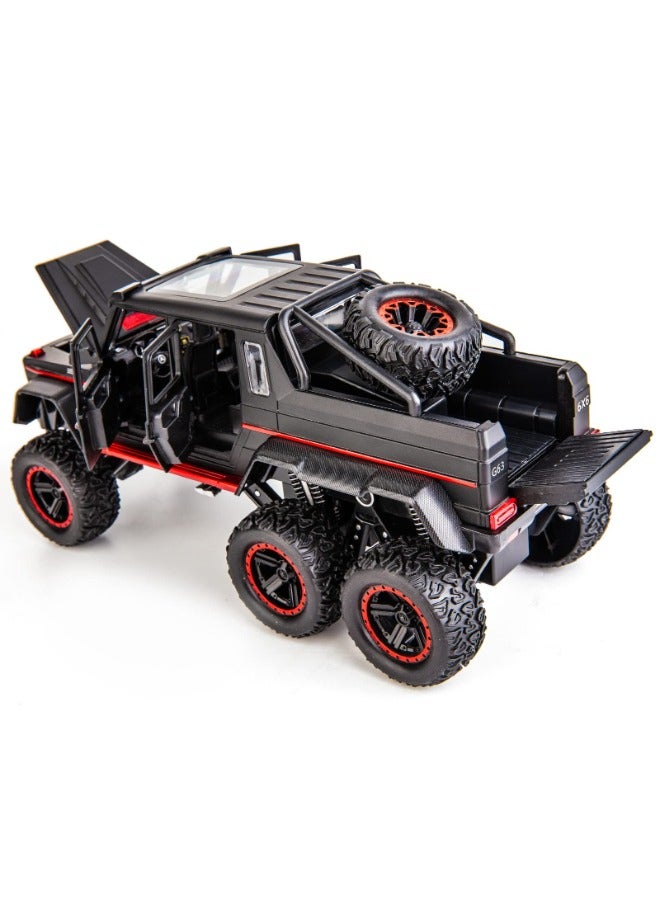 DEXO 1:22 محاكاة لسيارة بنز G63 AMG 6x6 بيك أب نموذجية – لعبة سحب مصنوعة من سبائك الزنك مع صوت وضوء | هدية للأطفال وجامعي التحف - Image 4