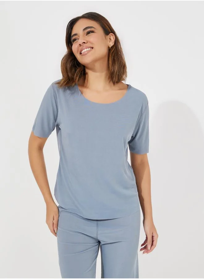 Styli Texture Seamless T-Shirt & Pyjama Set