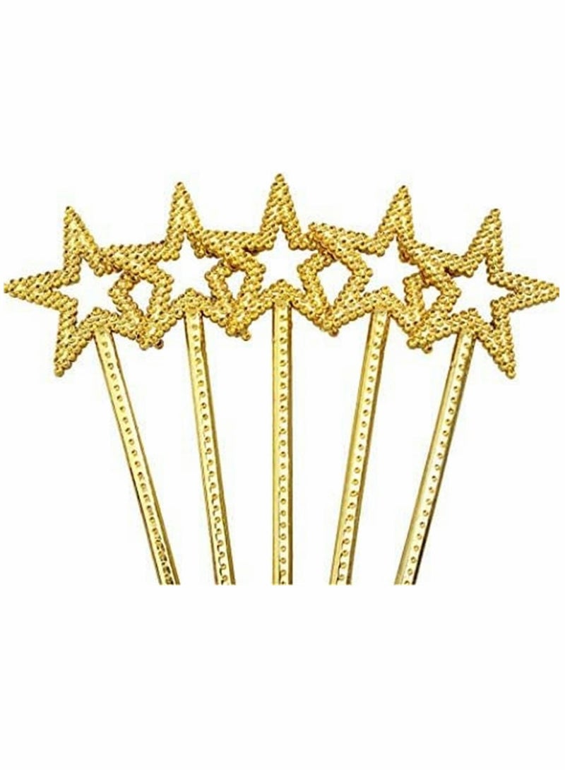 KASTWAVE Star Fairy Wands 5PCS Girls Costume Props Star Magic Wand Fairy Wands Sticks Birthday Party Wedding Cosplay 13 Inches (Gold) - Image 5