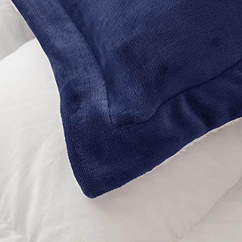 Seward Park Navy Blue Sherpa Comforter Set Full Queen Size, All Season Soft Warm Fleece Spring Blanket, Winter Bedding Sets with 2 Pillow Shams - Image 5