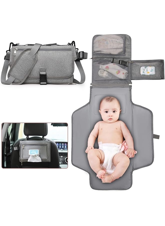 إيروريكس وسادة تغيير الحفاضات المحمولة القابلة للطي، حصيرة تغيير حفاضات الأطفال المقاومة للماء، وسادة تغيير حفاضات السفر مع - Image 1