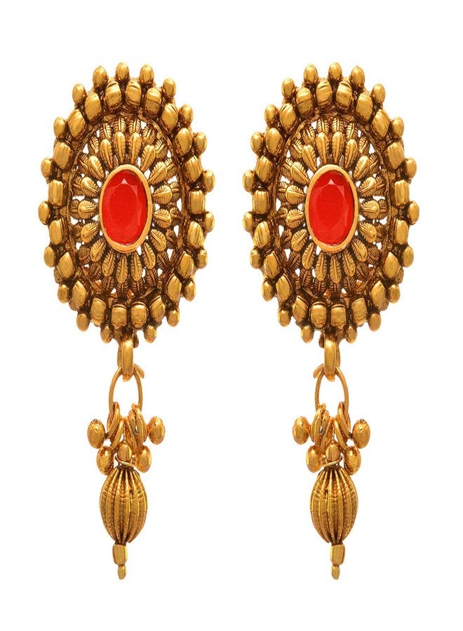 JFL - Traditional Ethnic One Gram Gold Plated Stone & Bead Designer Long Necklace Set with Stud Earring for Women and Girls,Valentine - Image 2