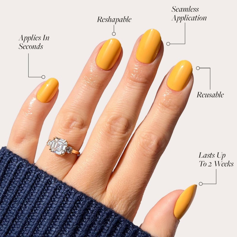 Glamnetic Universal design Press On Nails - Sunset Orange | Opaque Trendy Orange Short Round Fake Nails, Salon Quality | 12 Sizes - 30 Nail Kit Elegant upgraded practical design - Image 3