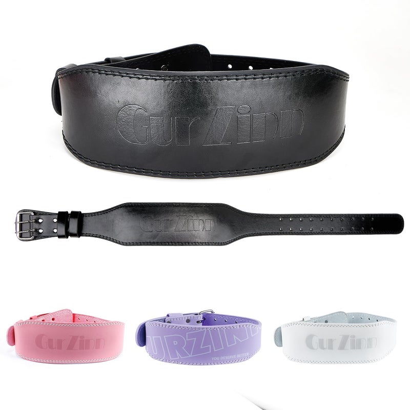 7 MM Leather Weight Lifting Belt for Men and Women with 4 Inches Wide Padded for Weightlifting Deadlift Cross Training Power Lifting Workout Squats ExerciseBlackM