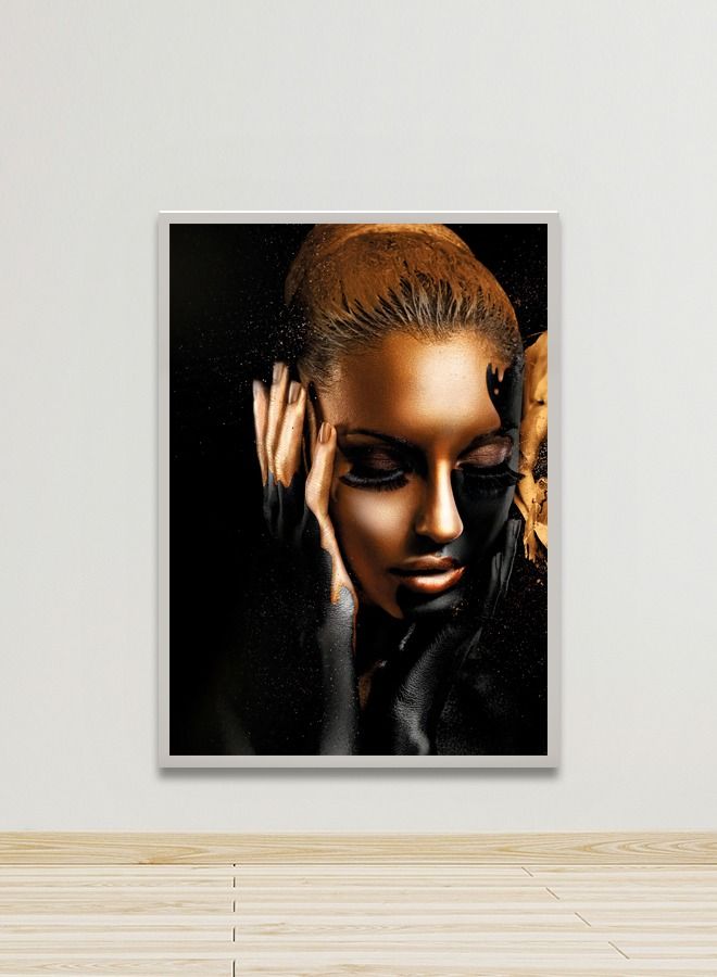 Marktna Canvas Wall Art For Wall Decoration, Woman Design, With A Hollow Silver Frame, Size 120x80 cm One Piece - Image 1
