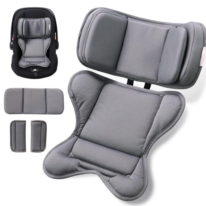 TinlyFinly Infant Insert Compatible with Doona, Graco, Britax, Chicco, Evenflo Car Seat, Adjustable Baby Head Body Support Cushion for Newborn to Toddler, Fits Infant Car Seat and Stroller (Gray) - Image 1