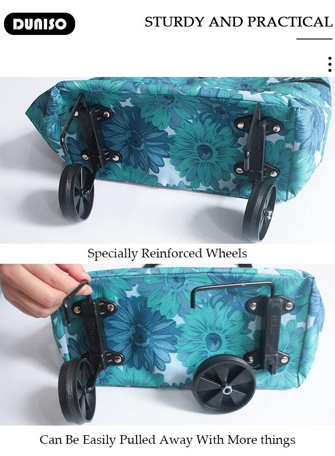 DUNISO Folding Shopping Trolley Cart Portable Lightweight Shopping Carts Foldable Hand Truck with 2 Wheels Reusable Practical Trolley Bags,Suitable for Groceries, Shopping, Kitchen, and Travel  - Image 3