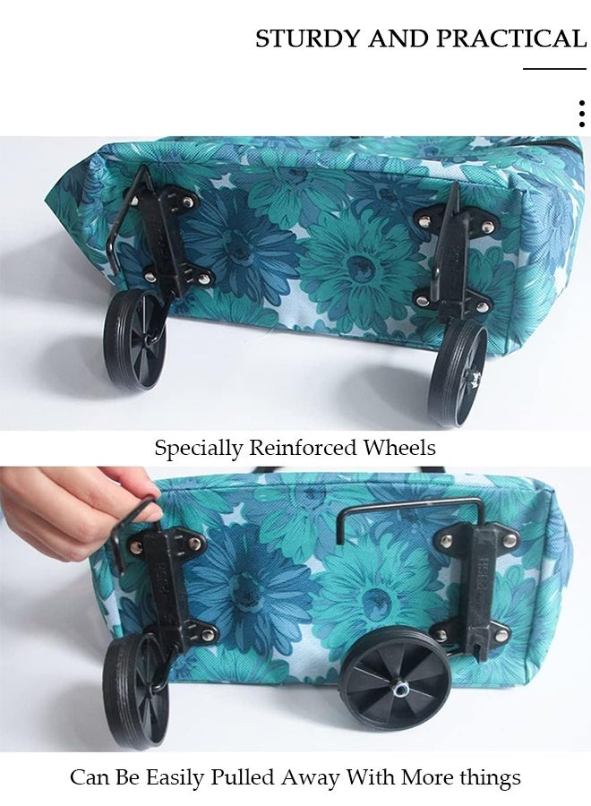 DUNISO Folding Shopping Trolley Cart Portable Lightweight Shopping Carts Foldable Hand Truck with 2 Wheels Reusable Practical Trolley Bags,Suitable for Groceries, Shopping, Kitchen, and Travel - Image 3