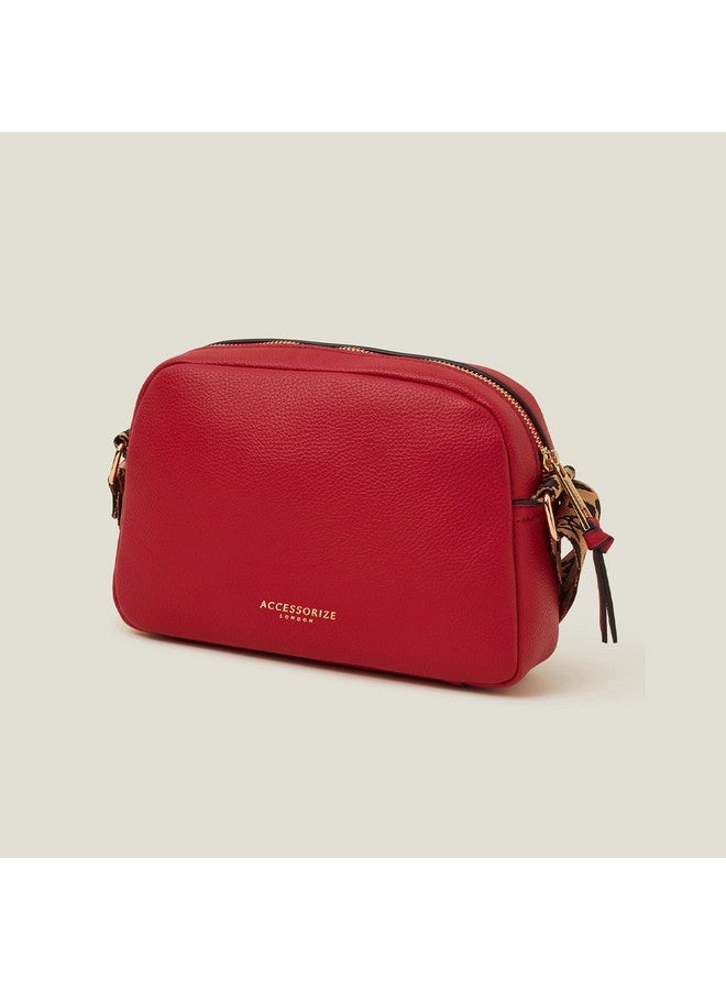 Accessorize London Women's Red Curved Camera Sling Bag | Ladies Purse Handbag | crossbody bags for women| Ladies Gift - Image 3