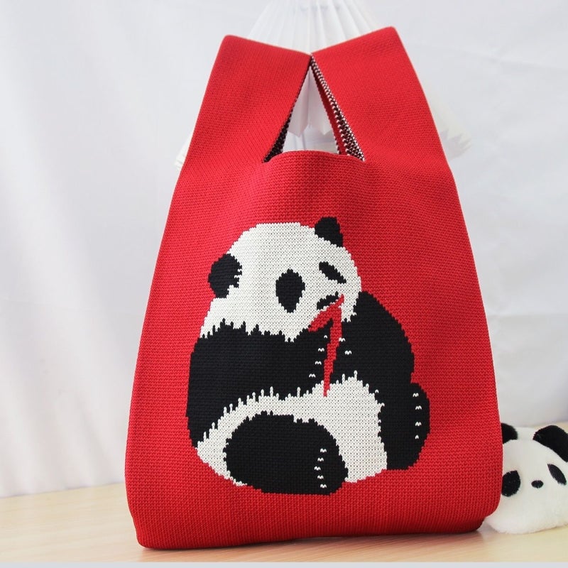 Spring High-Quality Little Red Book Style Woven Polyester Polka Dot Tote Bag Gift Bag Hand-Knitted Year Of The Dragon - Image 4