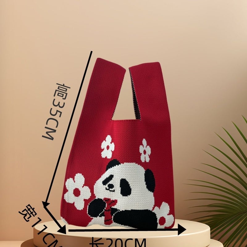 Spring High-Quality Little Red Book Style Woven Polyester Polka Dot Tote Bag Gift Bag Hand-Knitted Year Of The Dragon - Image 5