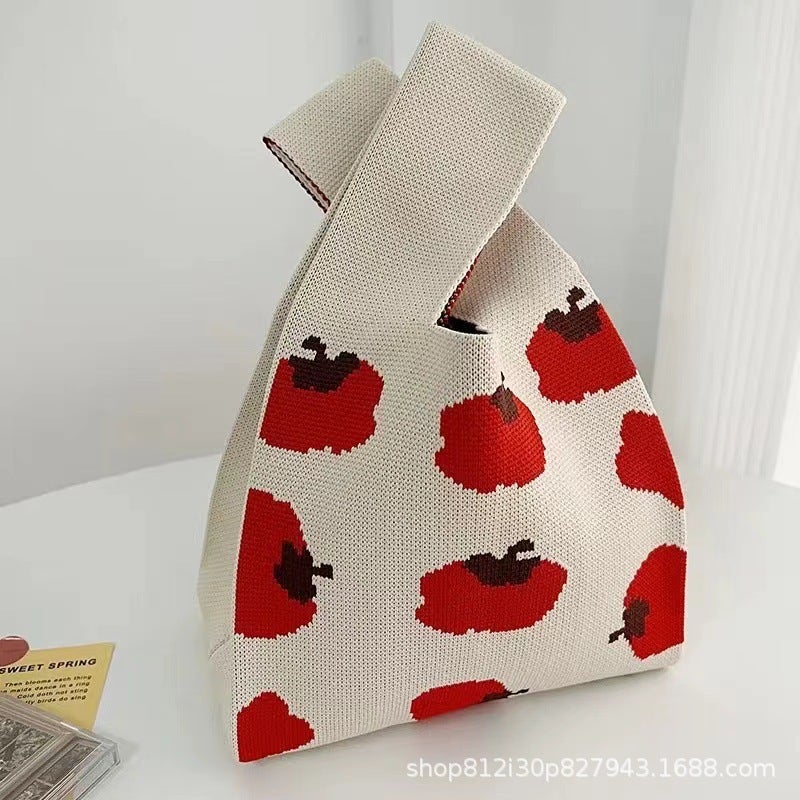 Spring High-Quality Little Red Book Style Woven Polyester Polka Dot Tote Bag Gift Bag Hand-Knitted Year Of The Dragon - Image 1