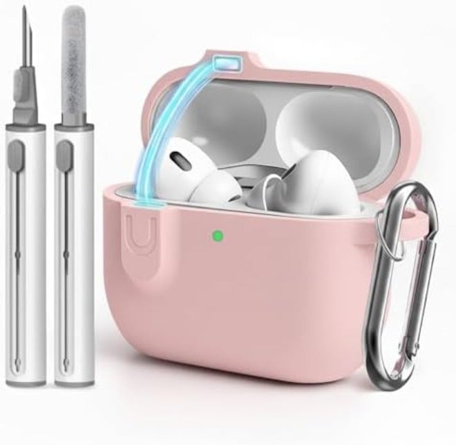 NOUKAJU Silicone Case Cover for AirPods 4th Gen, Soft Skin, Full Protection, Keychain, Cleaner Kit (Milk Tea) - Image 1