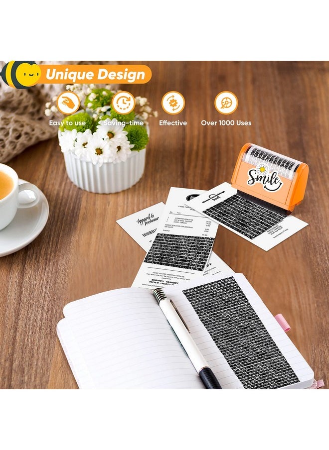 Lionergy - Identity Protection Roller Stamp Extra Large Roller Identity Theft Prevention Security Stamp With 3 Refills 10Pcs Personalise Vinyl Waterproof Stickers Orange Yellow - Image 1