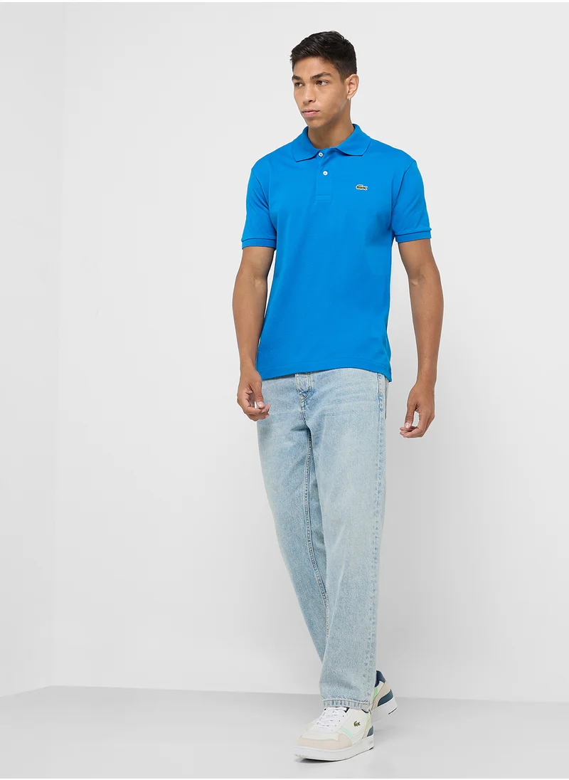 LACOSTE Graphic Button Detail Polo Shirt