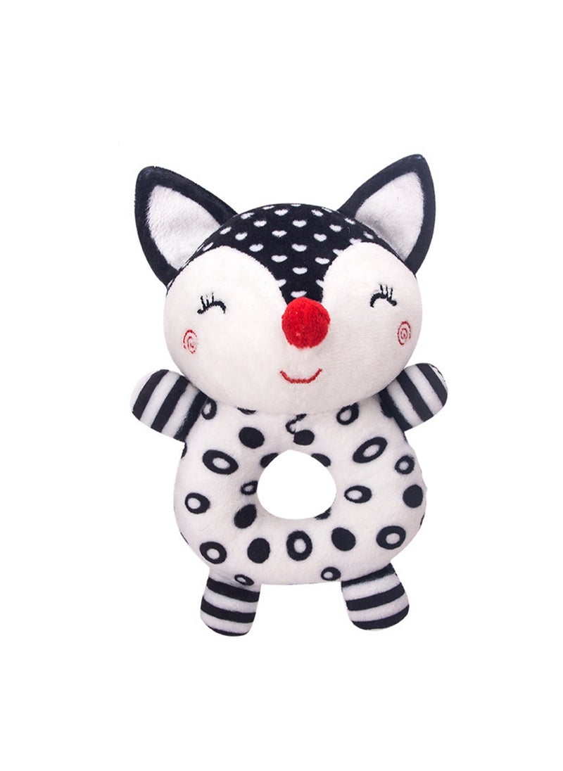 Generic Rattle Newborn Round Hand Rattle Toy Bell Baby Black and White Toy (Fox)  - Image 1