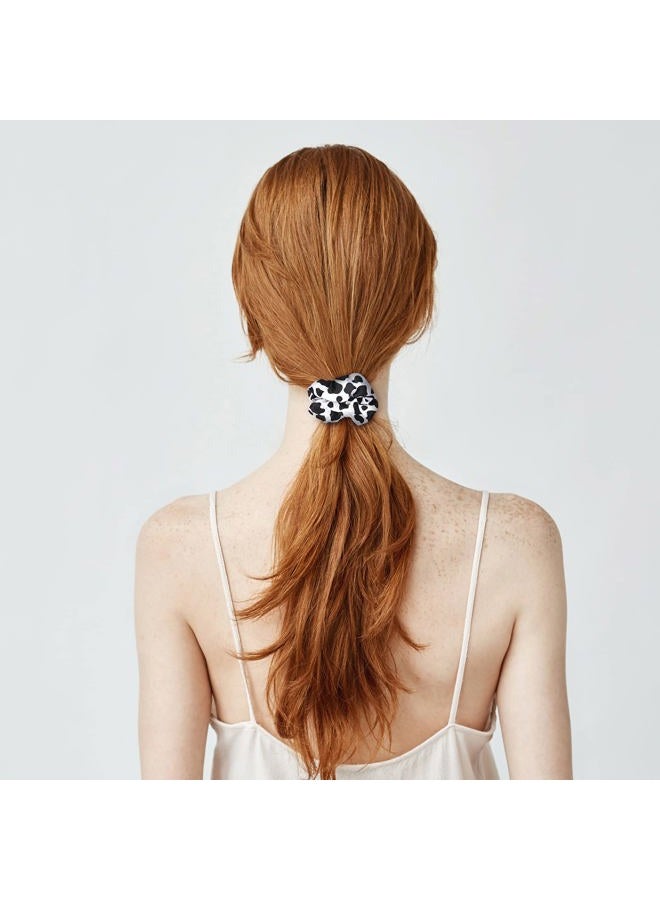 WILLBOND 20 Pieces Cow Print Scrunchies Cow Hair Scrunchies Woman Scrunchy Hair Ties Elastic Silk Satin Scrunchies Hairband Scrunchy Ponytail Holder for Player Team Party Hair Accessories(Black) - Image 5