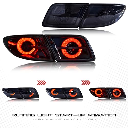 inginuity time مصابيح خلفية LED من إنجينيتي تايم لمازدا 6 2003-2008 مع رسوم متحركة عند التشغيل وإشارة متسلسلة باللون الأسود - Image 4