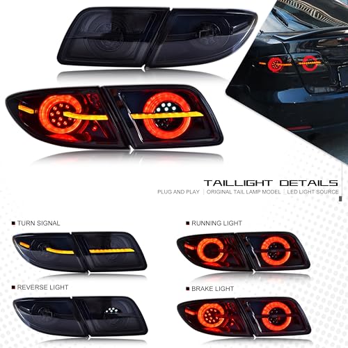 inginuity time مصابيح خلفية LED من إنجينيتي تايم لمازدا 6 2003-2008 مع رسوم متحركة عند التشغيل وإشارة متسلسلة باللون الأسود - Image 2