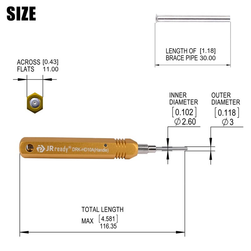 JRready DRK-HD10A(09990000012) HARTING Connector Pin Tool KIT Contacts Extractor Tool Terminal Extraction Tool KIT Removal Harting/TE Heavy duty HAN D 10A Solid Contacts, Inner diameter of tube:0.018 - Image 3