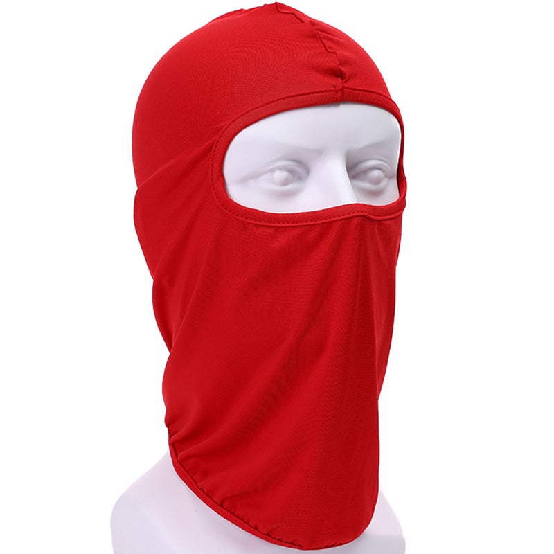 Generic Summer riding mask Ice Silk headgear sunscreen dustproof full face neck protection headgear bicycle electric car inner liner Cap TT-14 Red