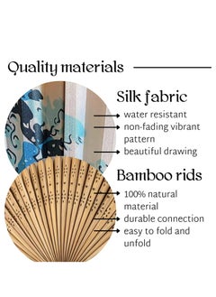 Oasisgalore Folding Bamboo Hand Fan for Women: Wooden, Silk, and Paper Options. Ideal for Weddings, Home.  - Image 3