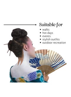 Oasisgalore Folding Bamboo Hand Fan for Women: Wooden, Silk, and Paper Options. Ideal for Weddings, Home.  - Image 4