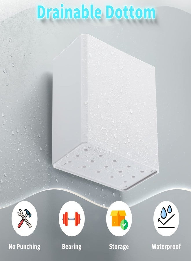 Suclain 2 Pcs Wall Mounted Organizer Non-drilling Adhesive Floating Shelf White Wall Bin Organizer Hanging Storage Containers for Bedroom Bathroom Kitchen Office - Image 3