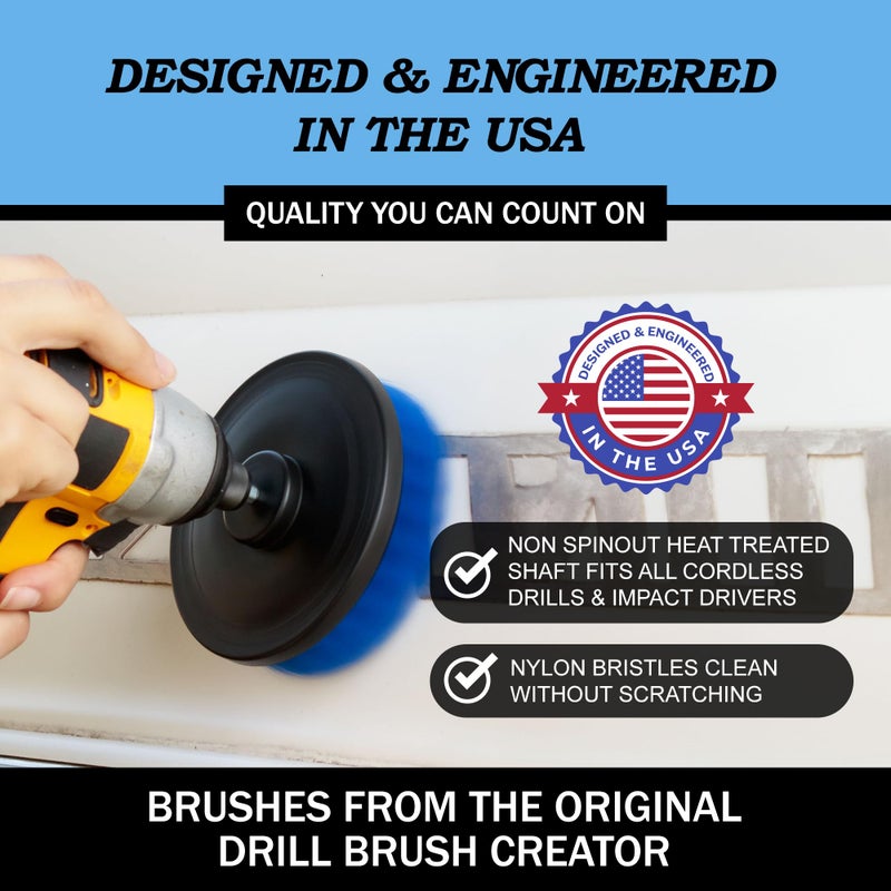 Drillbrush Boat Accessories - Kayak Cleaning Kit - Boat Cleaning Brush Kit - Marine Scrub Brush Attachment For Drill - Rotary Brushes For Boats - Motorized Hull Power Scrubber Set - Hull Cleaner Set - Image 3
