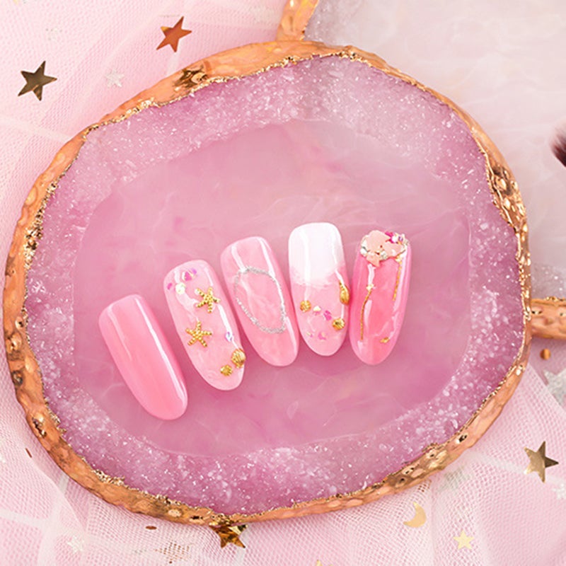 Nail Art Agate Palette Golden Edges Nail Holder Crystal Resin Paint Palette Nail Piece Display Tool - Image 4