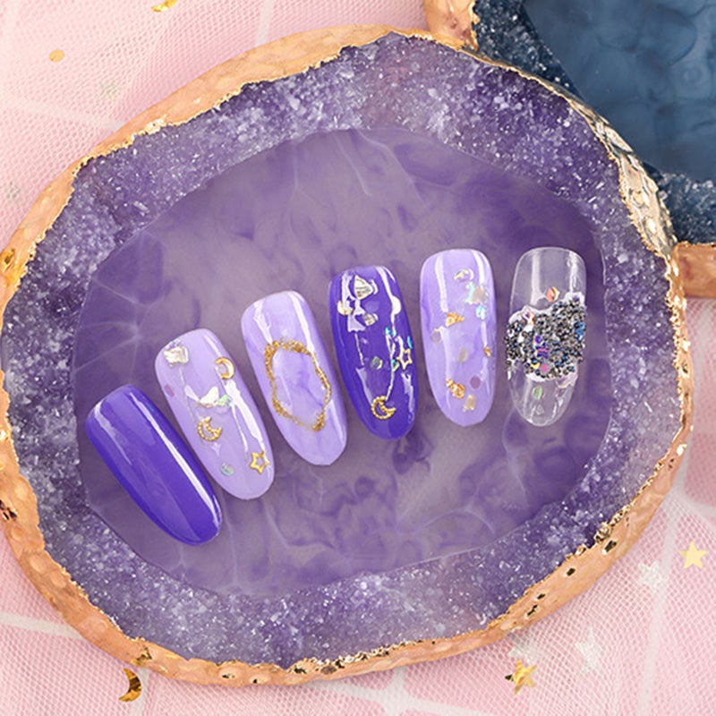 Nail Art Agate Palette Golden Edges Nail Holder Crystal Resin Paint Palette Nail Piece Display Tool - Image 3