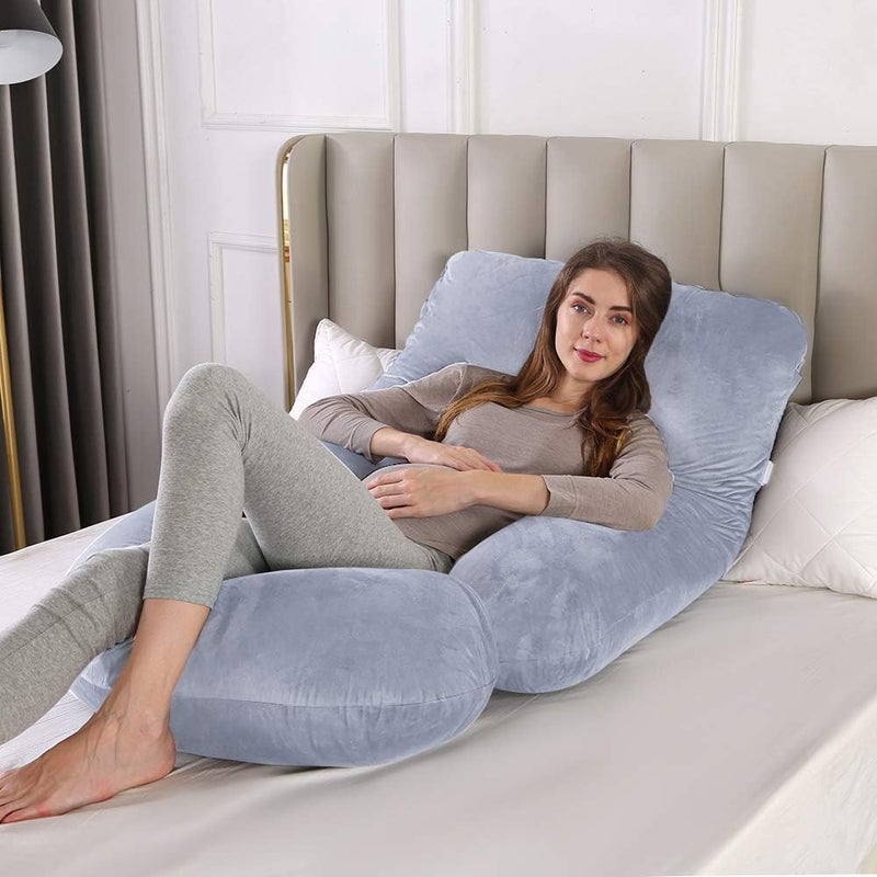Home Dwell Pregnancy Pillow for Sleeping, U Shaped Maternity Body Pillow for Full Body Support, Comfortable Pregnancy Pillow for Back, Belly & Hip Pain Relief, 115 x 85 x 25 cm, Blue - Image 3