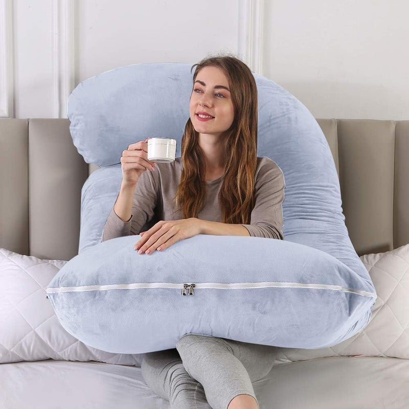 Home Dwell Pregnancy Pillow for Sleeping, U Shaped Maternity Body Pillow for Full Body Support, Comfortable Pregnancy Pillow for Back, Belly & Hip Pain Relief, 115 x 85 x 25 cm, Blue - Image 4